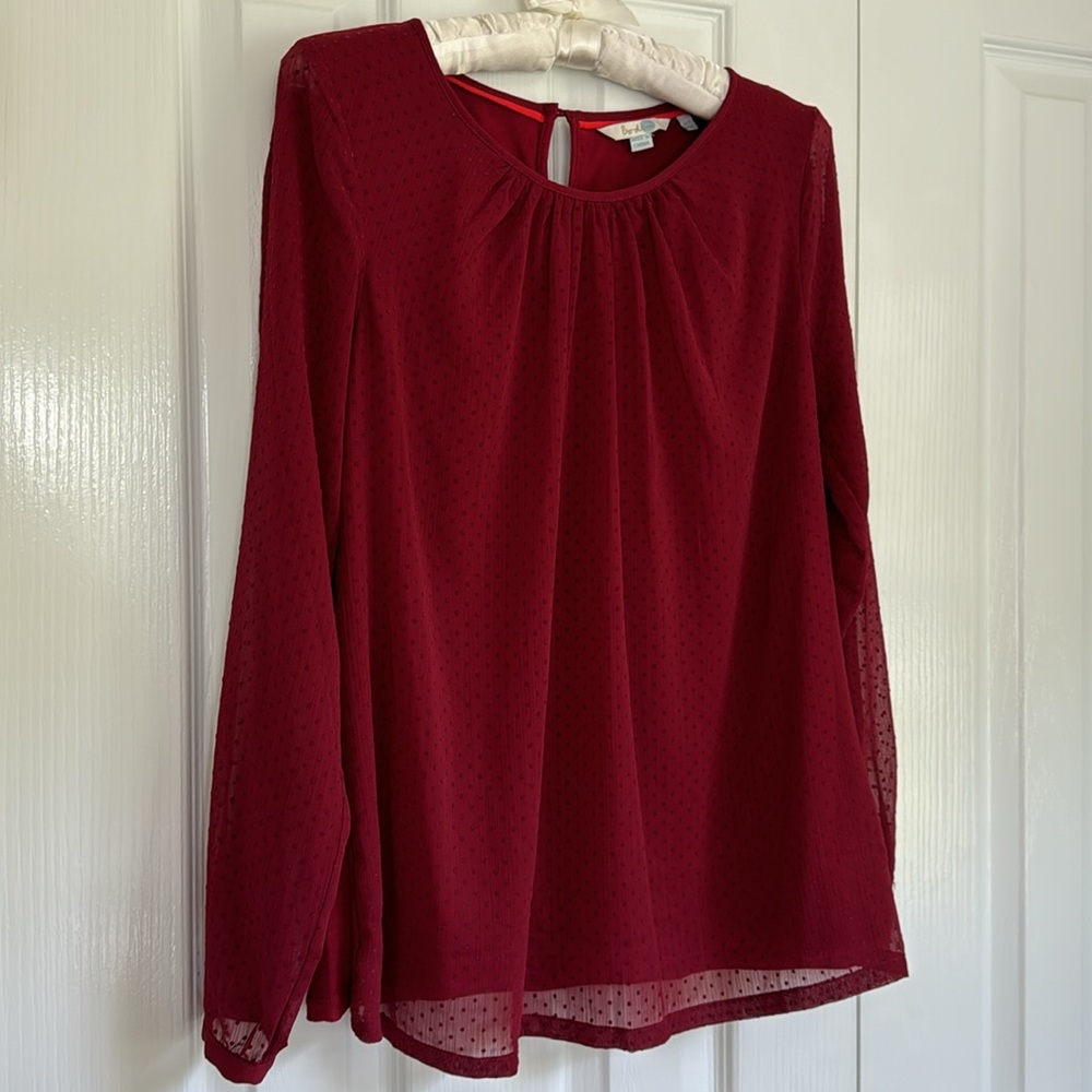 Boden Eve Flocked Long Sleeved Top Size 6